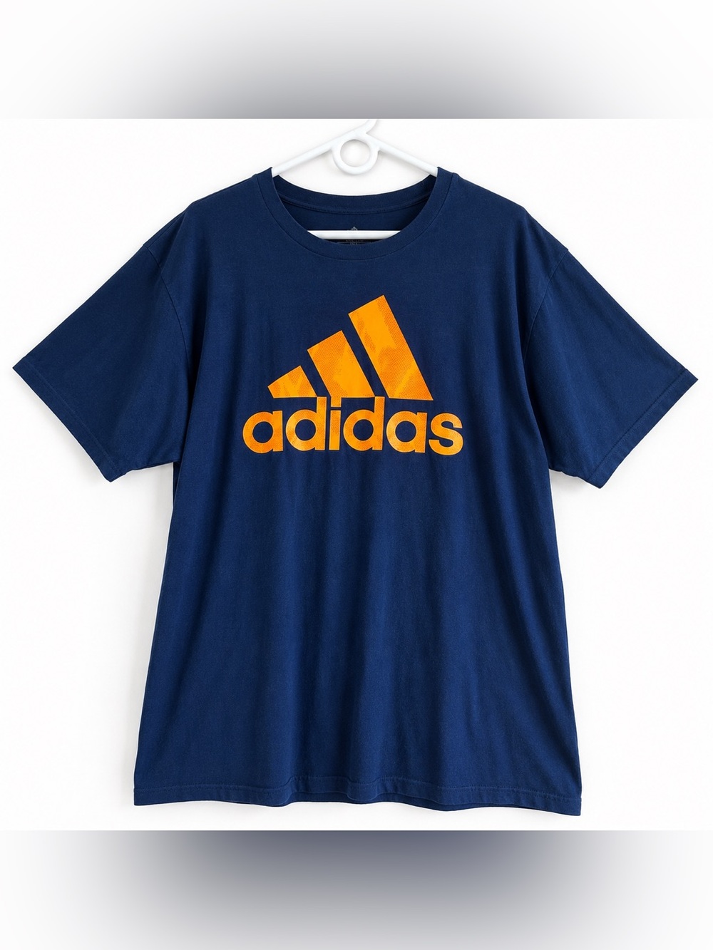 adidas The Go-To Tee XL Navy Blue Orange Logo 100% Cotton T-Shirt